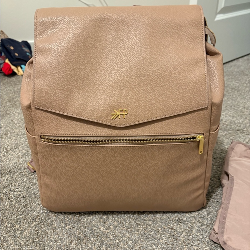 Freshly Picked Beige Backpack with Gold Details